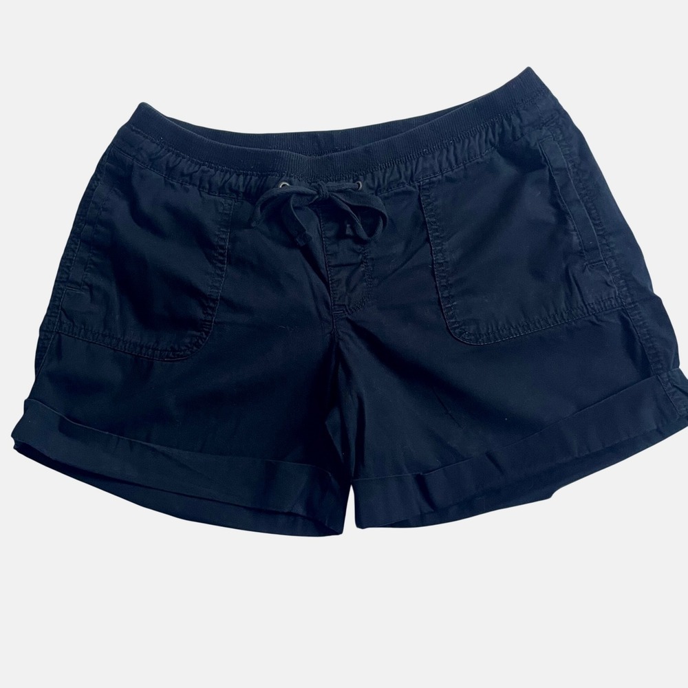 Old Navy‎ Womens Black Drawstring Waist Cuffed Shorts Size S 100% Cotton